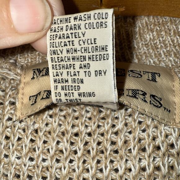 Vintage Midwest Traders Fisherman Oversized Sweater Henley Beige Birdseye Sz M - Picture 4 of 8
